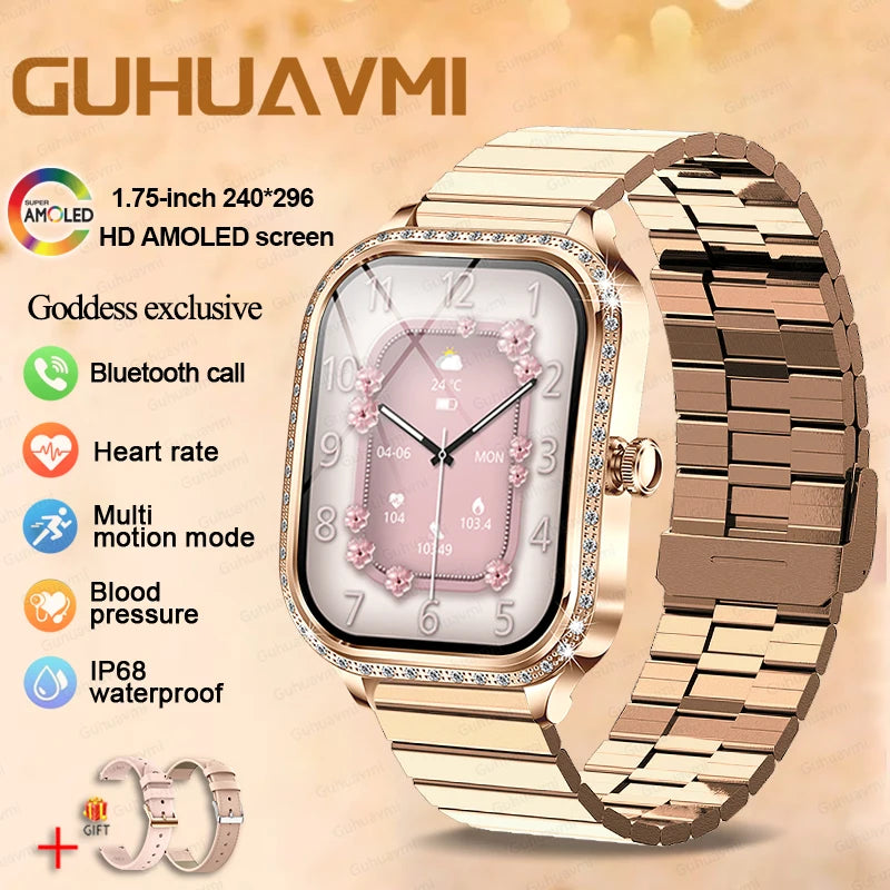 For Xiaomi Huawei New Women Smart Watch Heart Rate Blood Pressure Monitor Music Playback 100+ Sports Mode BT Calling SmartWatch - Chic Cart