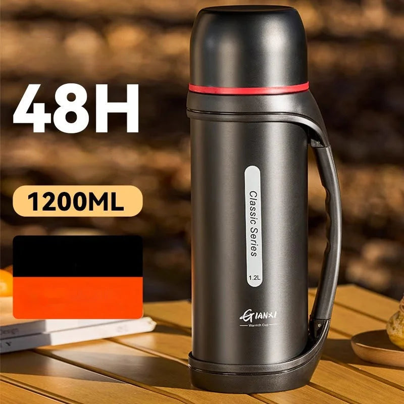 GIANXI1.2L Large Capacity Kettle Outdoor Camping Thermos Outdoor Travel Coffee Thermos Portable Vacuum Cup Cold Pot - Chic Cart