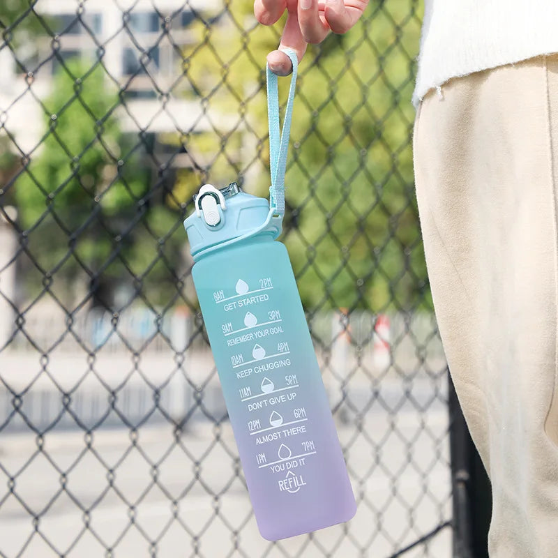 900ML Sports Water Bottle with Time Marker Leak-proof Cup Motivational Portable Water bottle for Outdoor Sport Fitness BPA Free - Chic Cart