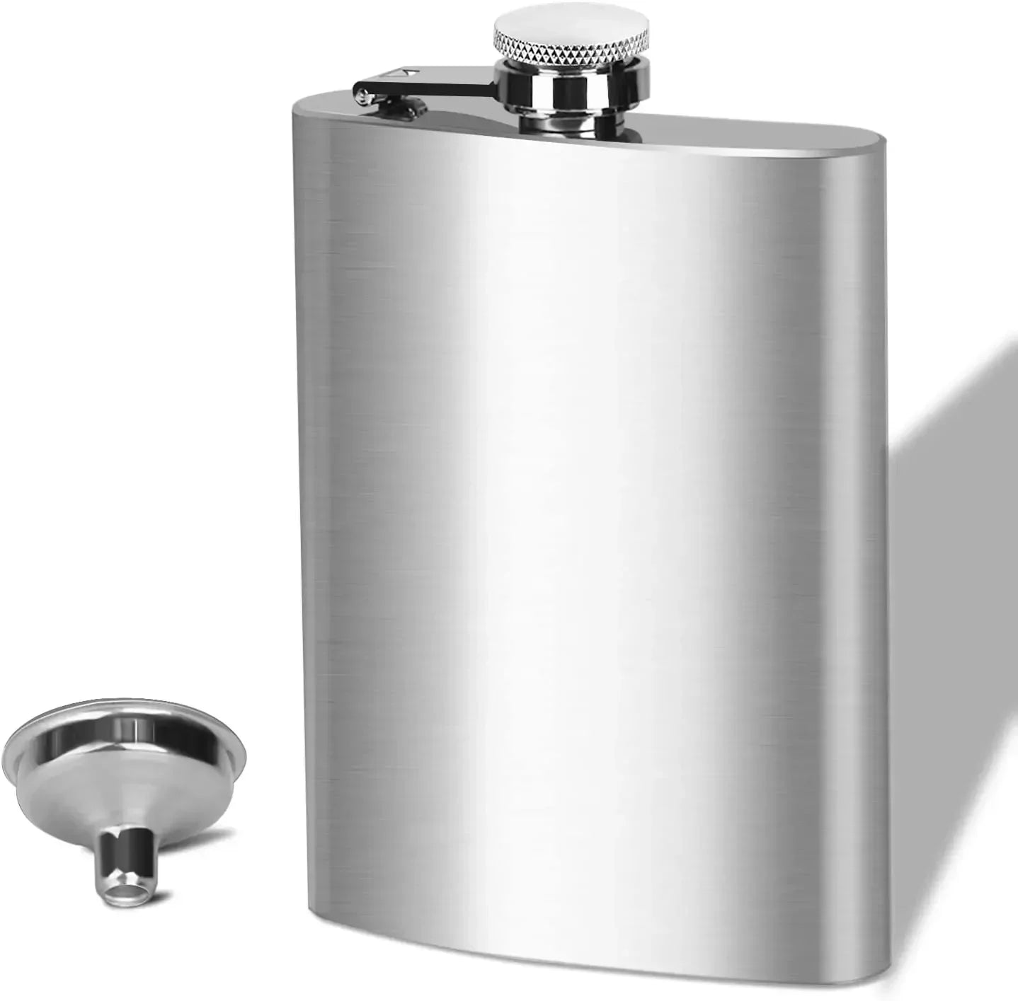 LMETJMA 10 oz Stainless Steel Hip Flask with Funnel Pocket Hip Flask Alcohol Whiskey Hip Flask Screw Cap KC0139 - Chic Cart