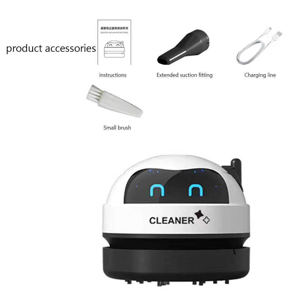 Desk Dust Vacuum with Clean Brush Desktop Cleaner Mini Vacuum Cleaner USB Rechargeable Desk Table Sweeper Dust Removal for Home - Chic Cart