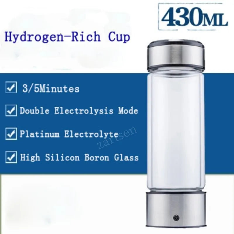 Rechargeable Hydrogen Rich Water Generator Electrolysis Energy Antioxidant ORP H2 Water Ionizer Anti Aging Healthy Bottle - Chic Cart