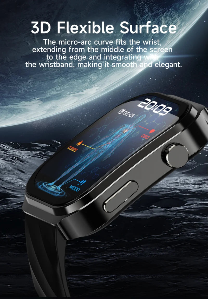 Curved Screen Smart Watch Bluetooth Voice Call Sports Waterproof Fitness Bracelet Wristwatch Clock Smartwatch Heartrate Watch - Chic Cart