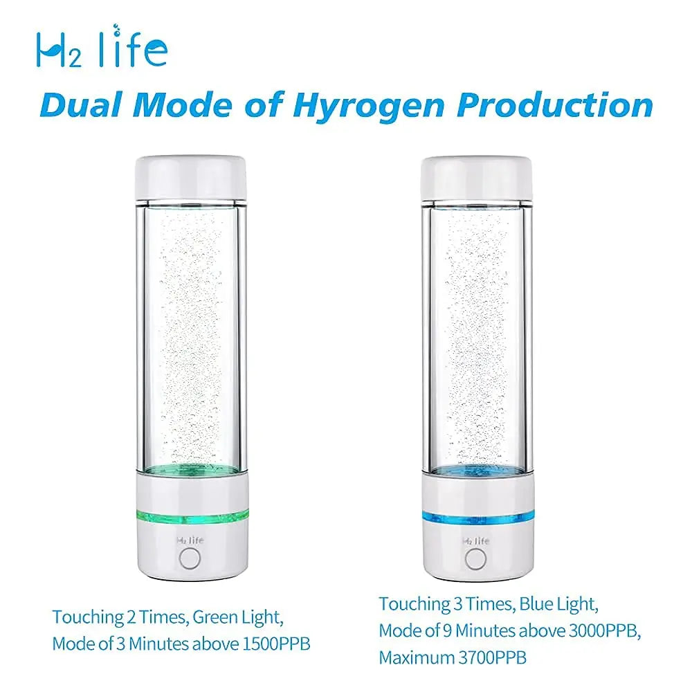 H2Life Hydrogen Rich Water Generator Bottle DuPont SPE PEM Dual Chamber Technology H2 Maker lonizer Electrolysis Cup Max 3700ppb - Chic Cart