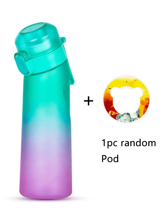 1pc 650ml Flavored Water Bottle with Random 1 Flavour Pods Air Water Bottle Frosted Black Air Camping Sport Fitness Cup - Chic Cart