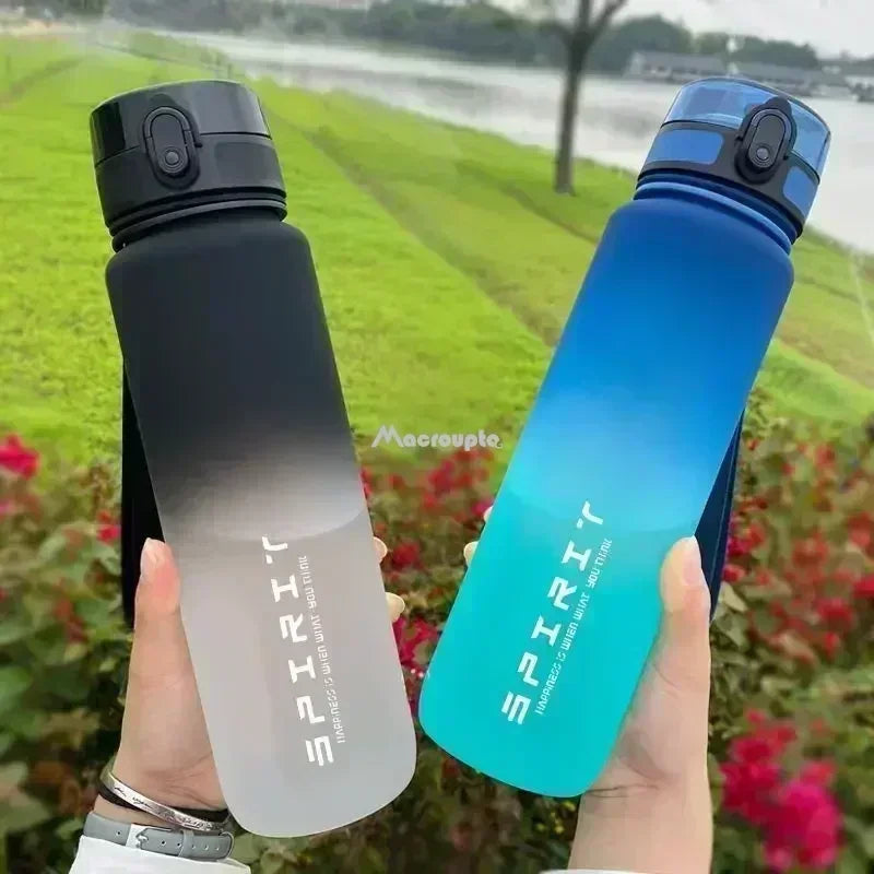 1 Liter Large Capacity Sports Water Bottle Leak Proof Colorful Plastic Cup Drinking Outdoor Travel Portable Gym Fitness Jugs - Chic Cart