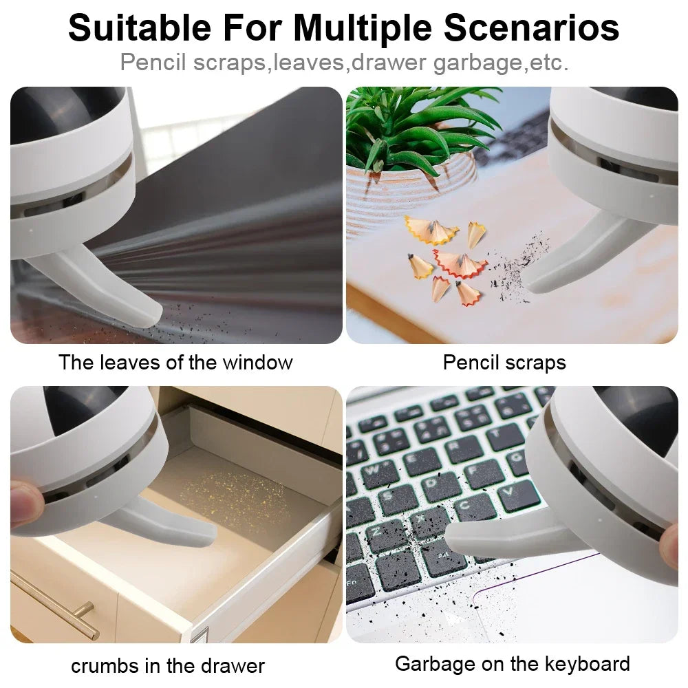 Desk Dust Vacuum with Clean Brush USB Charging for Home Office Table Sweeper Desktop Cleaner Mini Vacuum Cleaner - Chic Cart