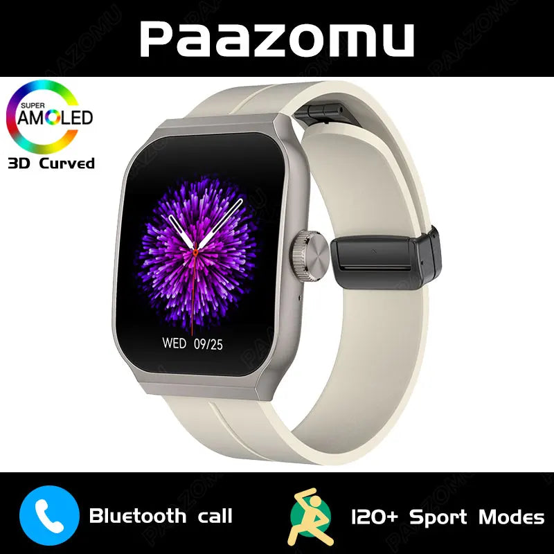 New AMOLED Smart Watch 1.96inch 3D Flexible Curved Screen Bluetooth Call Heart Rate NFC Waterproof Smartwatch For Android IOS - Chic Cart