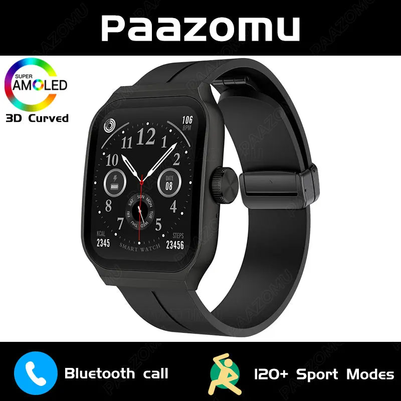 New AMOLED Smart Watch 1.96inch 3D Flexible Curved Screen Bluetooth Call Heart Rate NFC Waterproof Smartwatch For Android IOS - Chic Cart