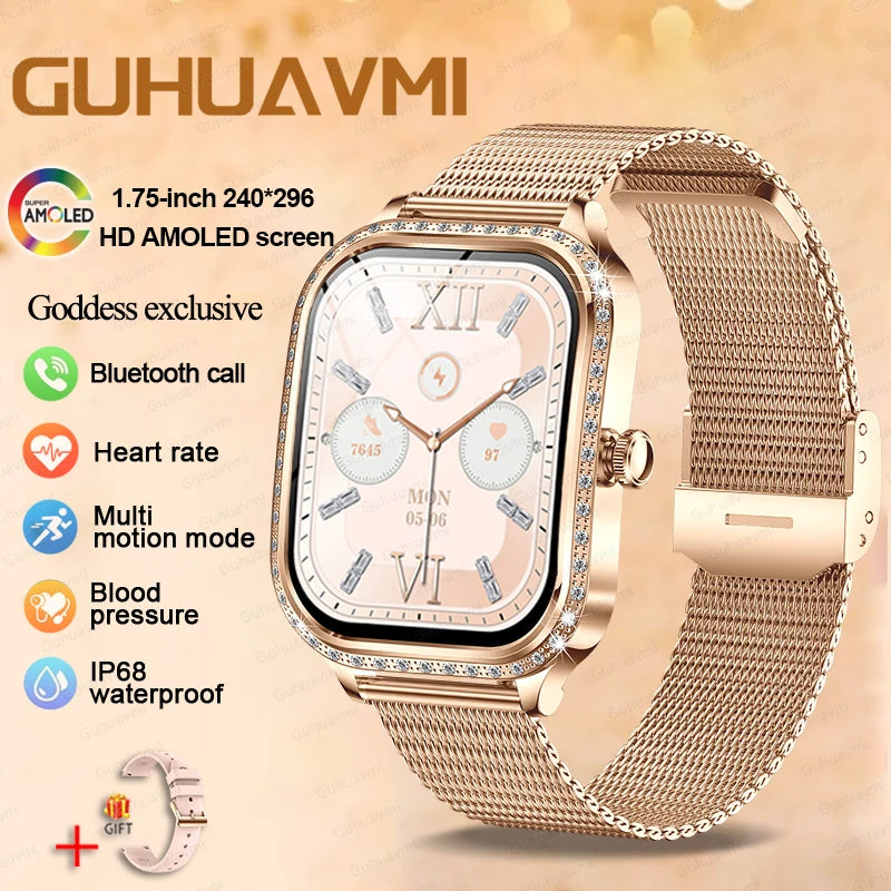 2025 New GPS Track Smart Watch Ladies 466*466 HD Screen Heart Rate Blood Pressure BT Call Smartwatch Women For Huawei Xiaomi IOS - Chic Cart