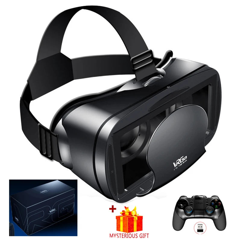 3D VR Headset Smart Virtual Reality Glasses 7 Inches Helmet for Smartphones Phone Android iPhone Lens with Controller Binoculars - Chic Cart