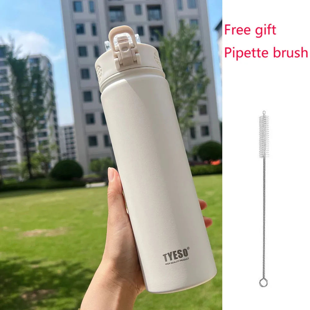 Thermos Bottle with Straw 750ml Stainless Steel Thermal Cup Car Insulated Flask Water Tumbler for Outdoor Sports - Chic Cart