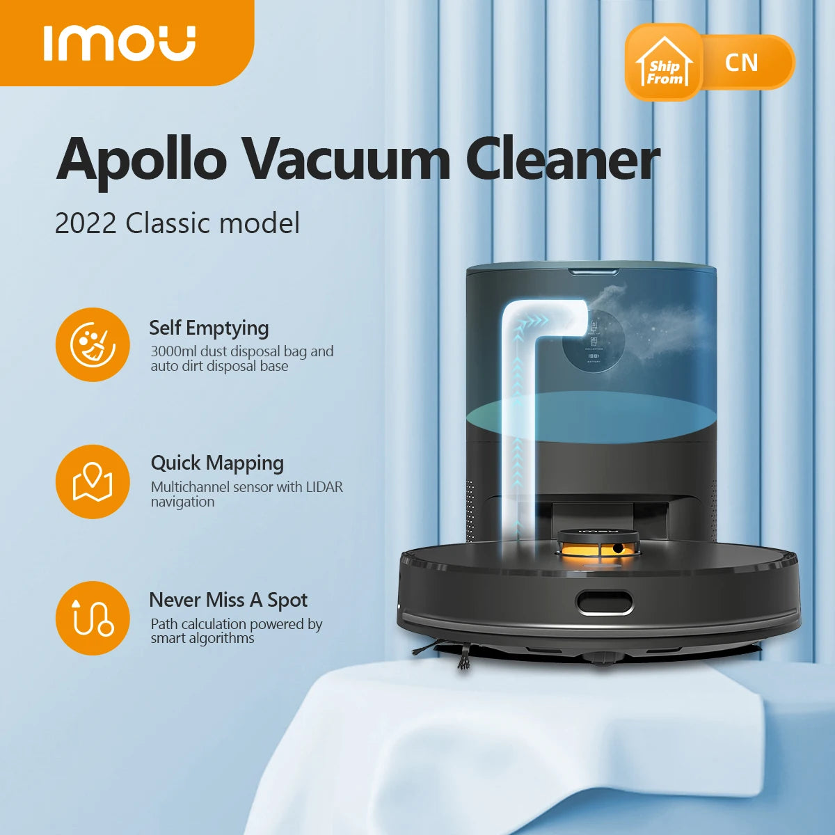 IMOU RV1 Pro Robotic Self-empty Vacuum Cleaner Robot Sweeper 4500Pa Suction Automatic Smart Mopping Cleaning Machine Wireless - Chic Cart