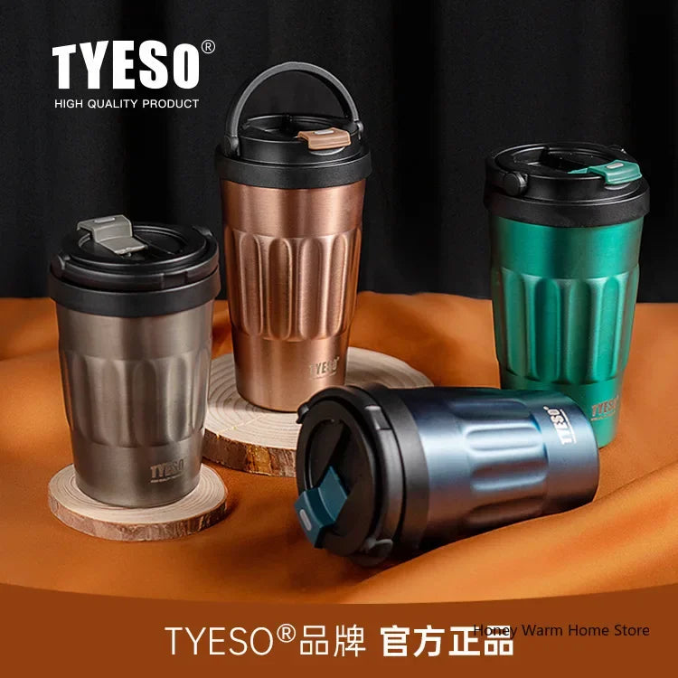 TYESO Vacuum Flasks Thermos Water Bottles 400ml/500ml Stainless Insulated Cup 304 Original Car Tumbler Cold and hot Coffee Mug - Chic Cart