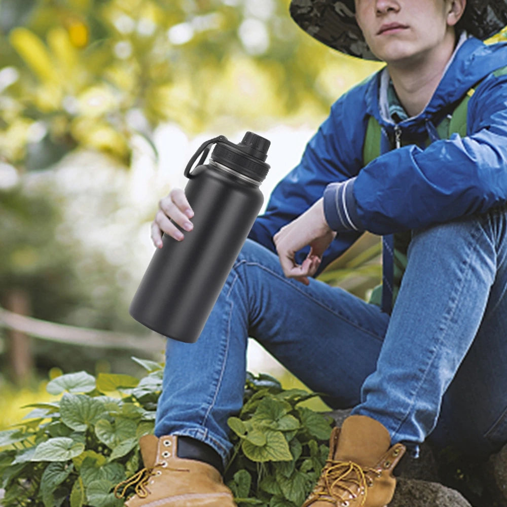 1000ML Stainless Steel Thermos Bottle Large Capacity Thermal Water Bottle Insulated Cup Double Wall Vacuum Flasks Travel Outdoor - Chic Cart