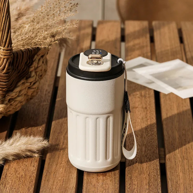 450ML Smart Travel Coffee Mug Display Led Temperature Thermos Mug Stainless Steel Insulated Thermos Bottle Portable Vacuum Flask - Chic Cart