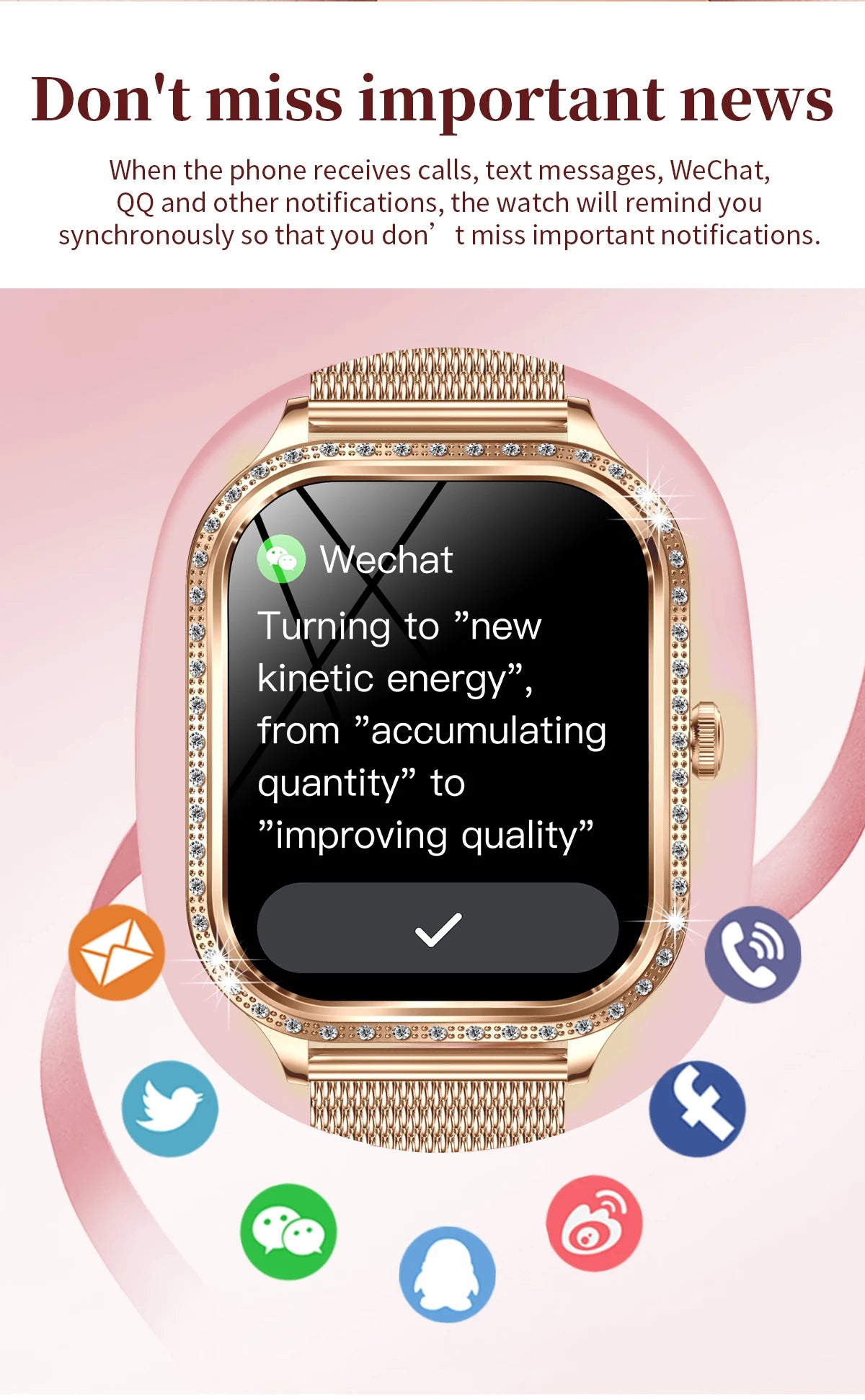 2025 New Women's Smart Watch Gold Steel Strip Inlaid Diamond 1.75-inch Curved Screen Bluetooth Call Health Monitoring Smartwatch - Chic Cart