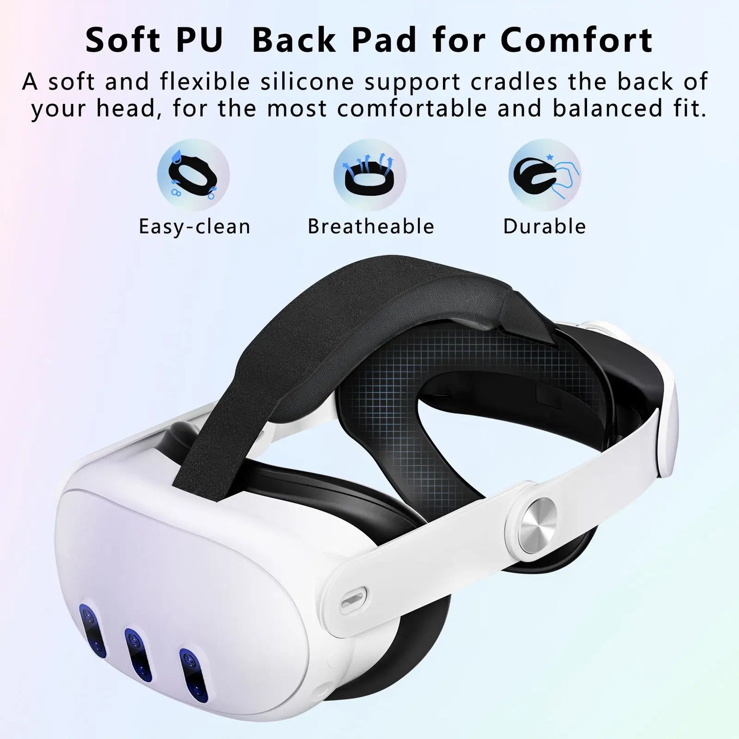 Adjustable Head Strap for Meta Quest 3 Upgrades Pu Elite Headband Alternative Head Strap for Oculus Quest 3 Vr Accessories - Chic Cart