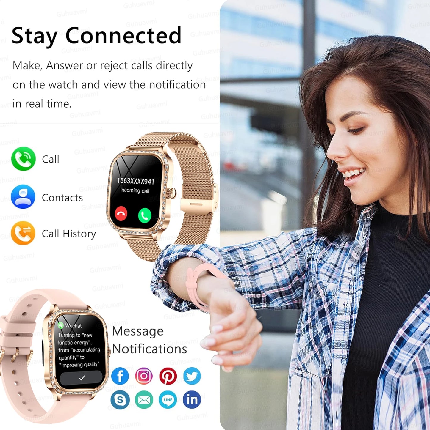 2025 New GPS Track Smart Watch Ladies 466*466 HD Screen Heart Rate Blood Pressure BT Call Smartwatch Women For Huawei Xiaomi IOS - Chic Cart