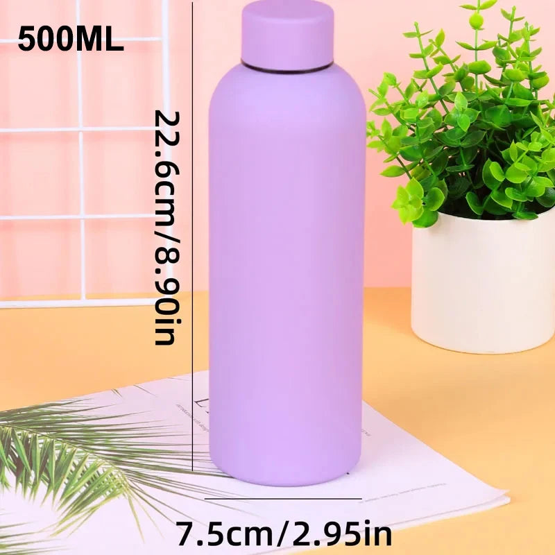 500/750ML Small Mouth Thermos Cup, Outdoor Stainless Steel Bottle, Rubber Paint Sports Kettle, Thickened Double Water Cup - Chic Cart