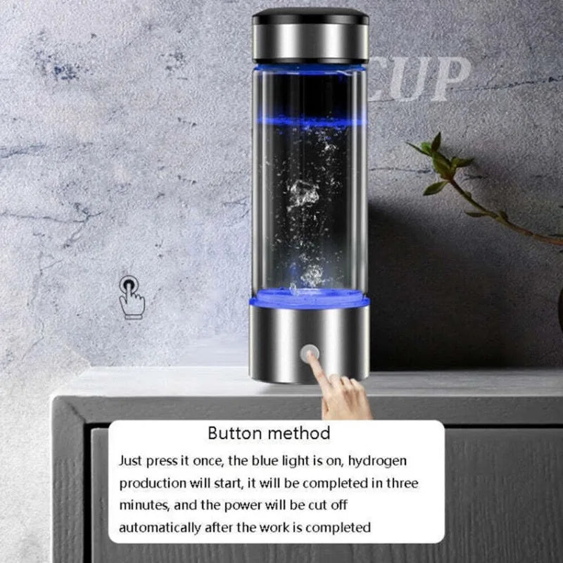 450ml H2 Hydrogen Water Generator Rich Water Bottle Hydrogen USB Rechargeable 3Min Quick Electrolysis hydrogen water Health Cup - Chic Cart