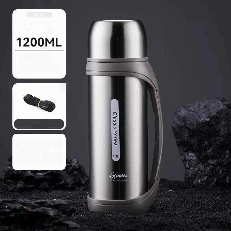 GIANXI1.2L Large Capacity Kettle Outdoor Camping Thermos Outdoor Travel Coffee Thermos Portable Vacuum Cup Cold Pot - Chic Cart