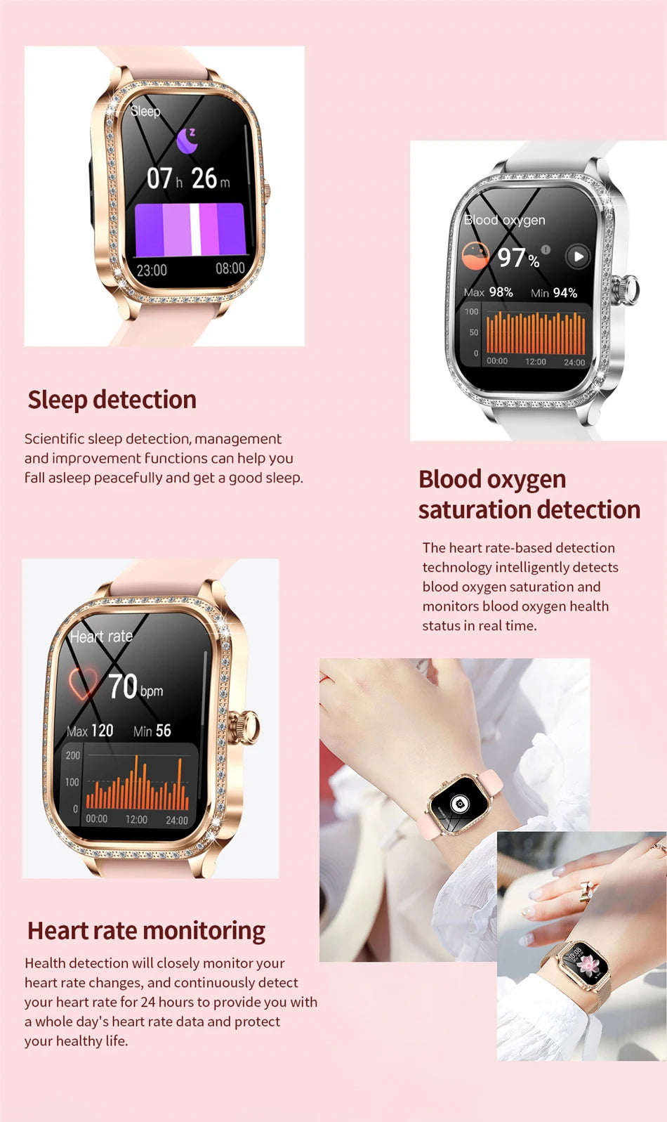 LIGE Smart Watches for Women Waterproof Bluetooth Call Fitness Tracker Smartwatch Mujer Digital Womens Watch Heart Rate Monitor - Chic Cart