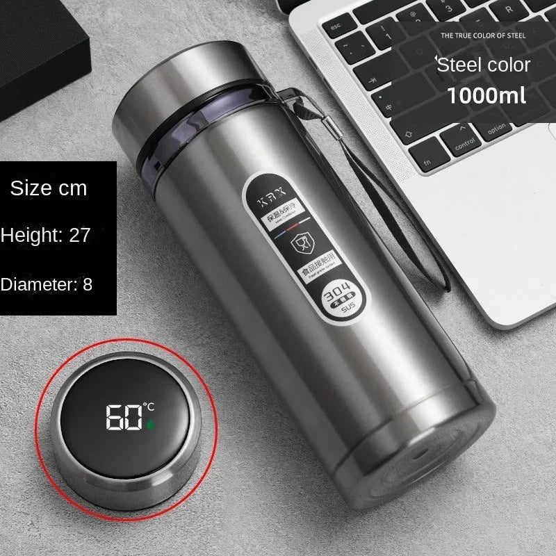 800ML-1L Stainless Steel Thermos Bottle with LED Temperature Display Tea Water Bottle Vacuum Flask Portable Cups Water Bottle - Chic Cart