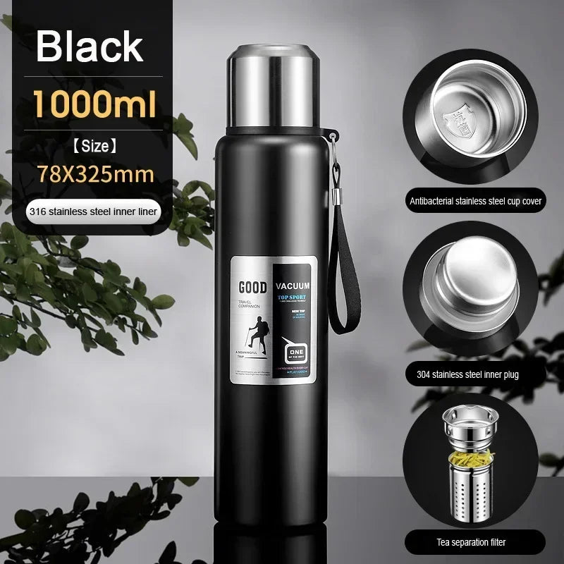 Large Capacity Cold Thermal Thermos Tumbler Stainless Steel Insulated Tea Coffee Water Bottle Insulation Flask Pot Travel Mug - Chic Cart