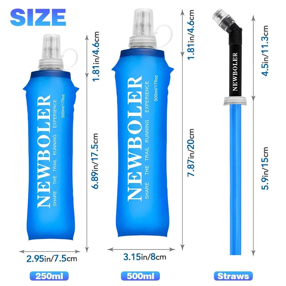 NEWBOLER 250ml 500ml Water Bottle TPU Folding Soft Flask Sport Water Bottle Water Bag Collapsible Water Bottle Running Camping - Chic Cart