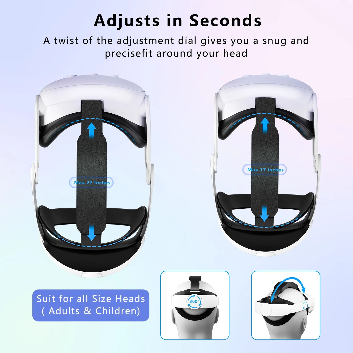 Adjustable Head Strap for Meta Quest 3 Upgrades Pu Elite Headband Alternative Head Strap for Oculus Quest 3 Vr Accessories - Chic Cart