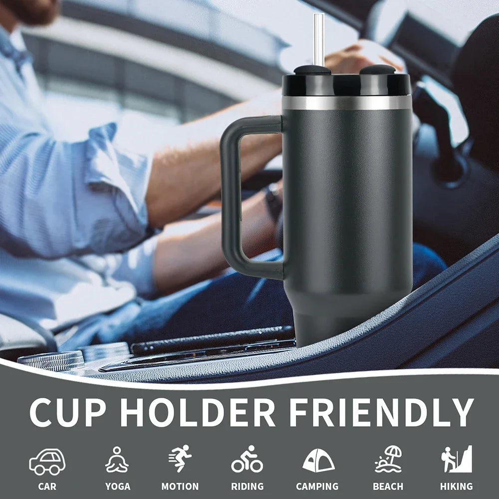 40oz Stainless Steel Thermal Mug Large Capacity Insulated Coffee Cup Office Home Water Bottle Travel Car Tumbler New Year Gifts - Chic Cart