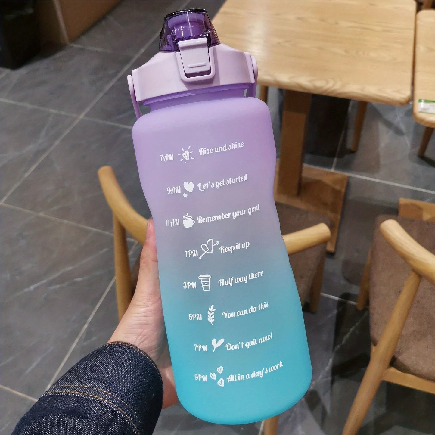 Water Bottle 2 Liter Stay Hydrated Motivated Leakproof Plastic Sport Bottle Reminder Times Sports Outdoor Fitness Office Indoor - Chic Cart