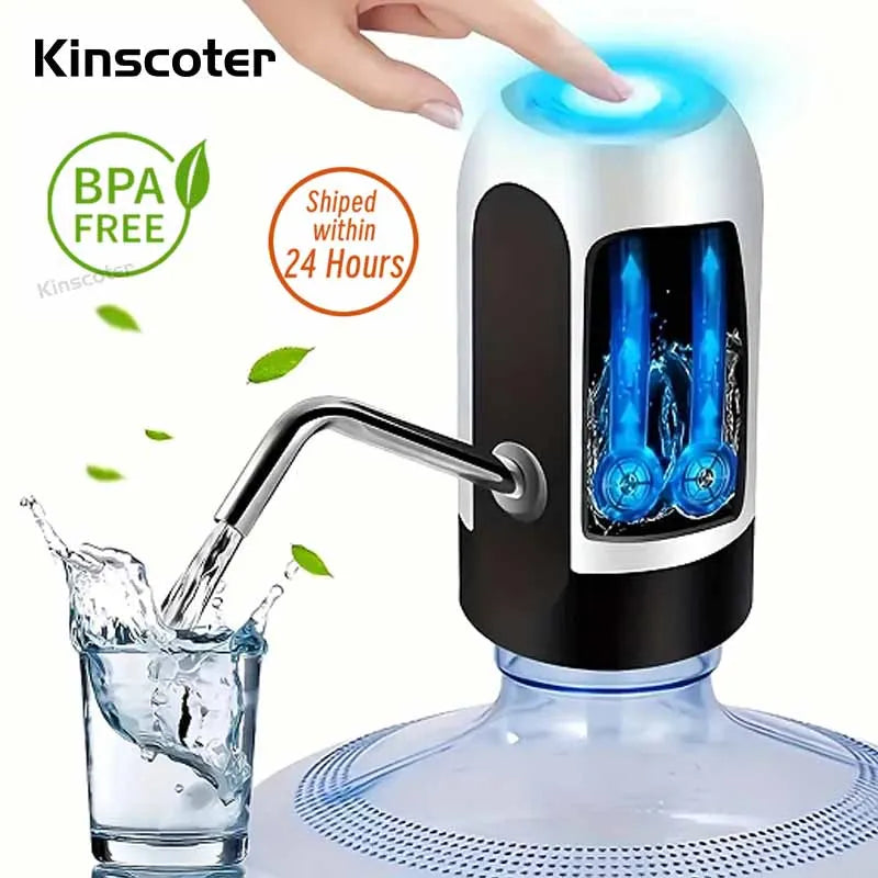 Kinscoter Rechargeable Portable Water Pump Mini Automatic Water Dispenser with Switch USB Charging for Universal 5 Gallon Bottle - Chic Cart