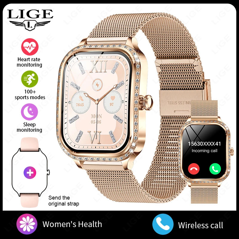 LIGE Smart Watches for Women Waterproof Bluetooth Call Fitness Tracker Smartwatch Mujer Digital Womens Watch Heart Rate Monitor - Chic Cart