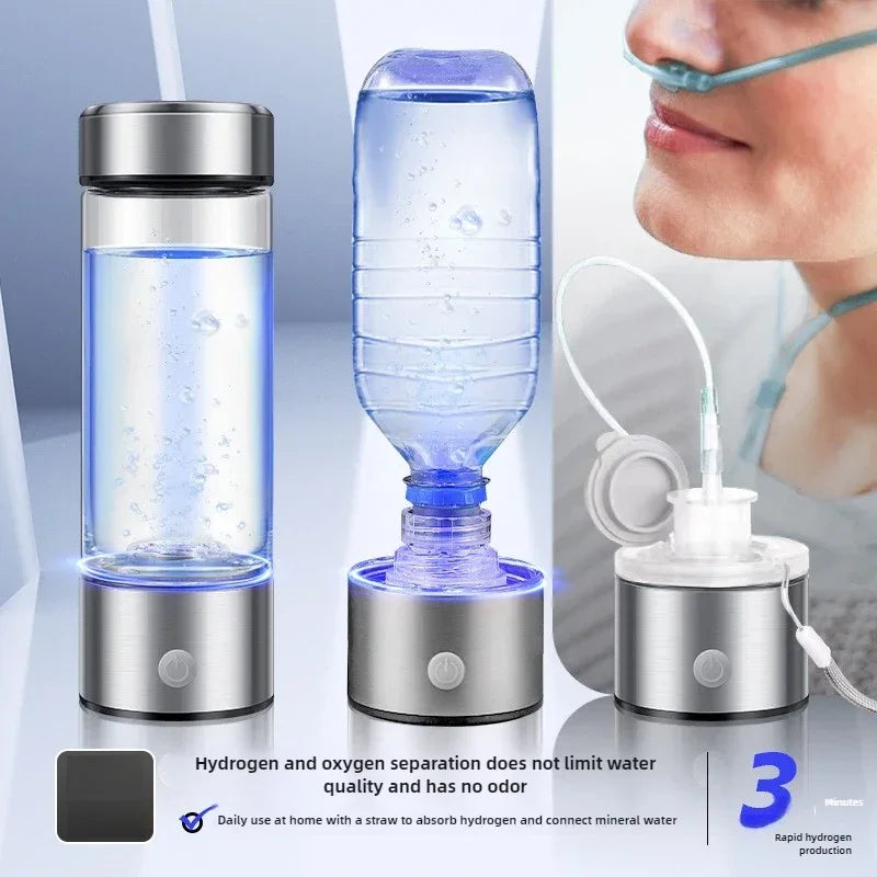 Hydrogen-rich Water Cup Portable USB Rechargeable High Borosilicate Electrolytic Hydrogen Water Bottle - Chic Cart