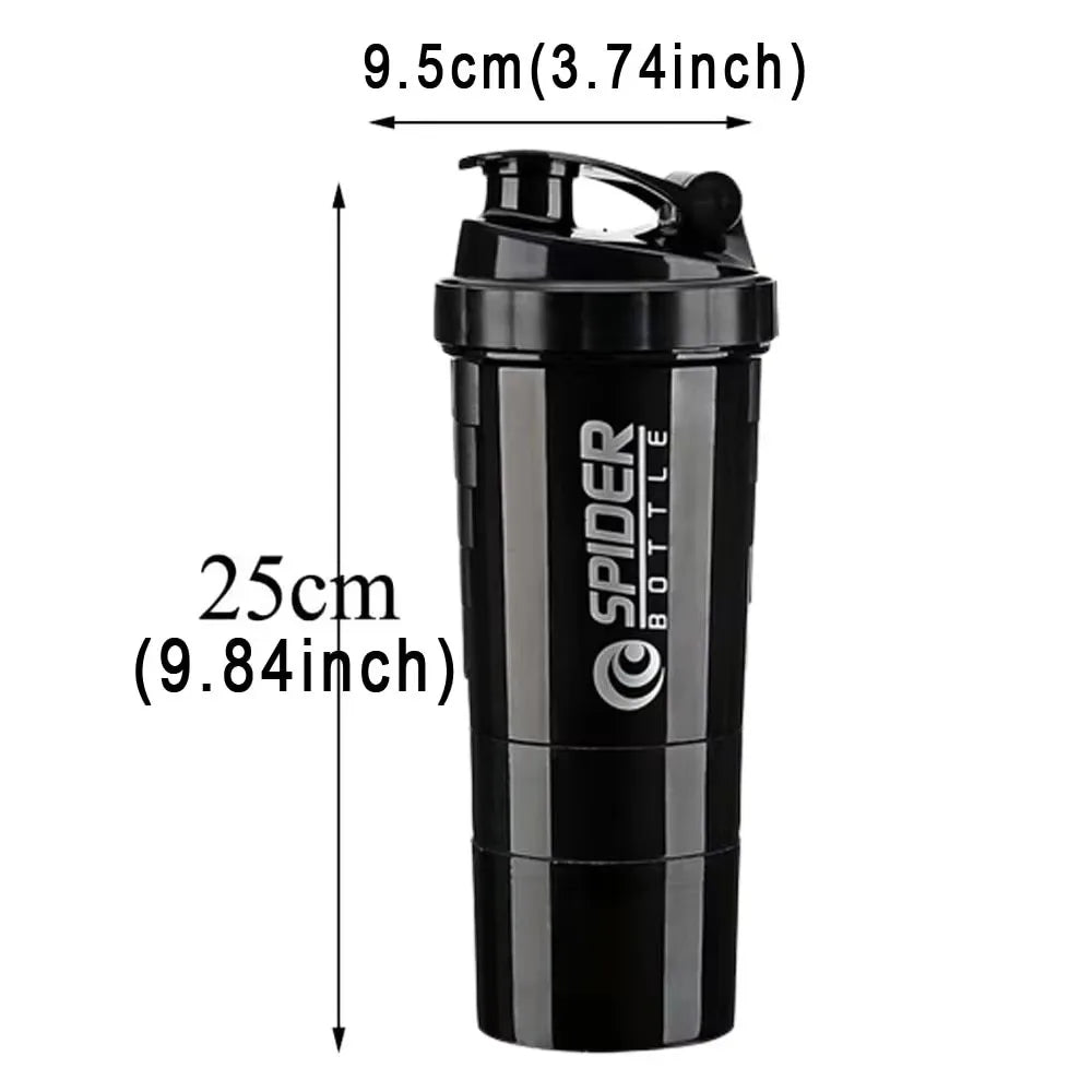 3 Layers Shaker Protein Bottle Powder Shake Cup Water Bottle Plastic Mixing Cup Body Building Exercise Bottle - Chic Cart