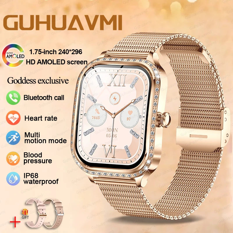 For Xiaomi Huawei New Women Smart Watch Heart Rate Blood Pressure Monitor Music Playback 100+ Sports Mode BT Calling SmartWatch - Chic Cart