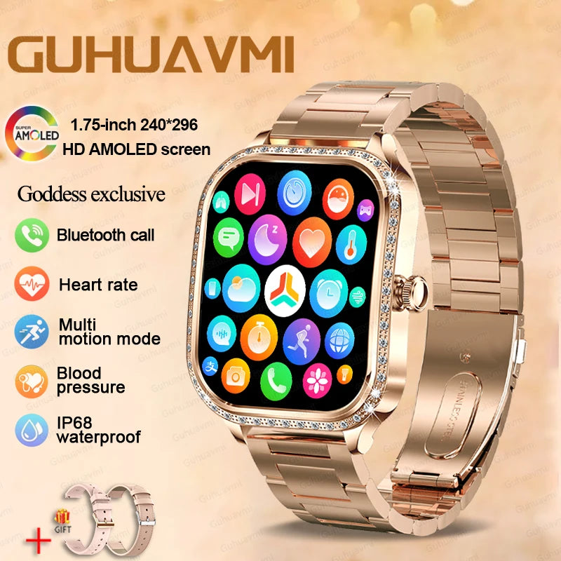 2025 New GPS Track Smart Watch Ladies 466*466 HD Screen Heart Rate Blood Pressure BT Call Smartwatch Women For Huawei Xiaomi IOS - Chic Cart