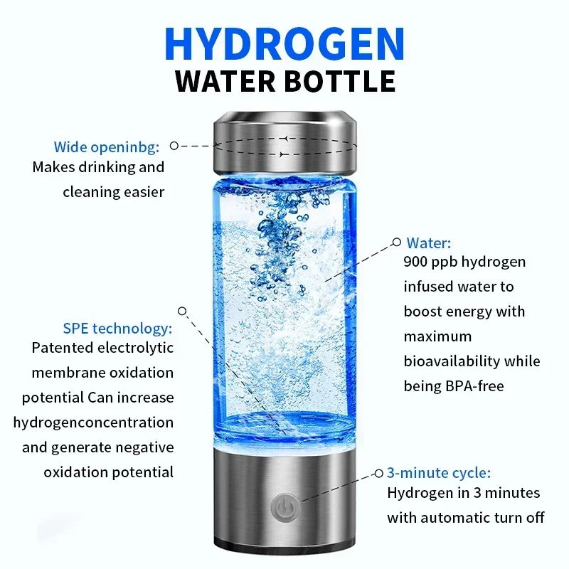 Rich Hydrogen Oxygen Water Cup H2 Inhalation Device Water Bottle SPE PEM Dual Chamber Maker Lonizer Healthcare Water Cup - Chic Cart