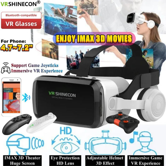 Wireless Virtual Reality Glasses IMAX Huge Screen 3D Glasses Google Cardboard Box VR Headset for 4.7-7.2" Phone,Support Gamepad - Chic Cart