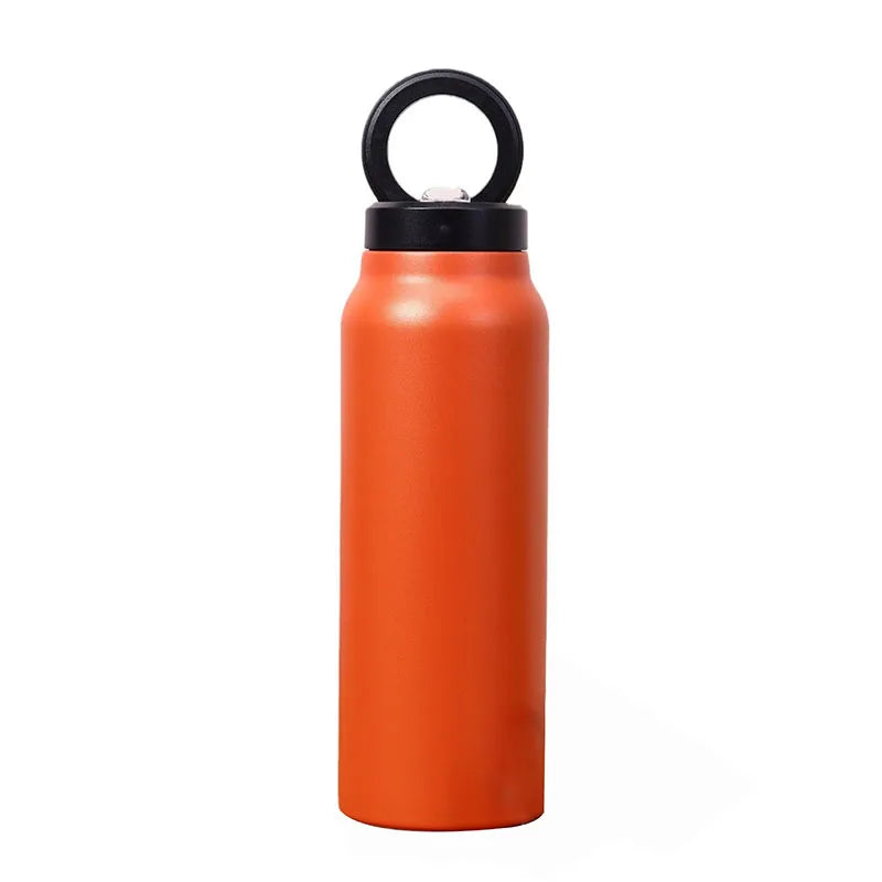 An insulated water bottle with magnetic cell phone holder, thickened portable outdoor sports/travel hydration heat preservation - Chic Cart