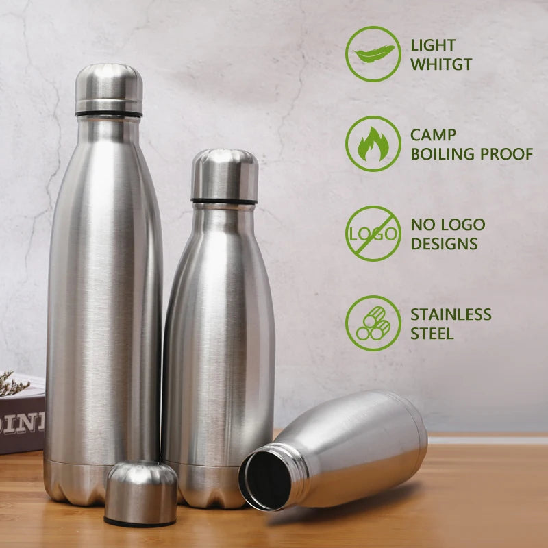 Stainless Steel Water Bottle Cycling Sports Drinking Cup Leakproof Portable Water Bottles Outdoor Camping Hiking Gym Kettle 2024 - Chic Cart