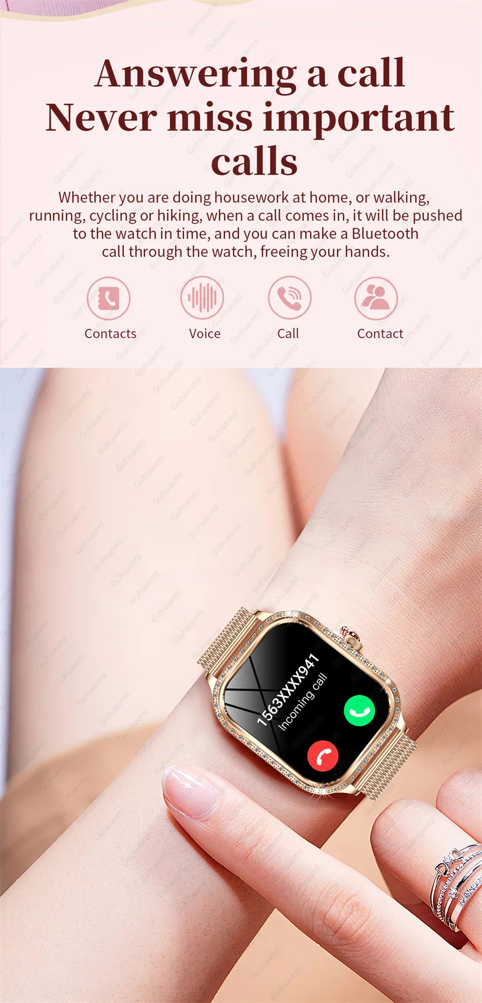 2025 New Lady Smart Watch Women AMOLED Curved Screen IP68 Waterproof Health Call Smartwatch For Samsung Huawei Apple Watch 4 ios - Chic Cart