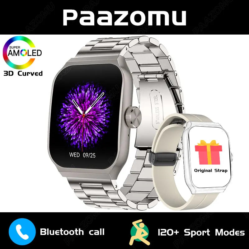 New AMOLED Smart Watch 1.96inch 3D Flexible Curved Screen Bluetooth Call Heart Rate NFC Waterproof Smartwatch For Android IOS - Chic Cart