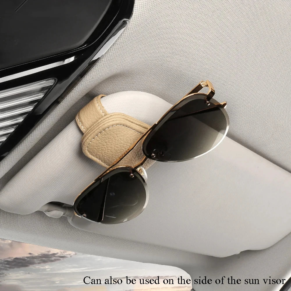 Universal Car Sunglasses Holder Car Magnetic Leather Clip Card Ticket Holder Auto Sun Visor Glasses Box Decoration Accessories