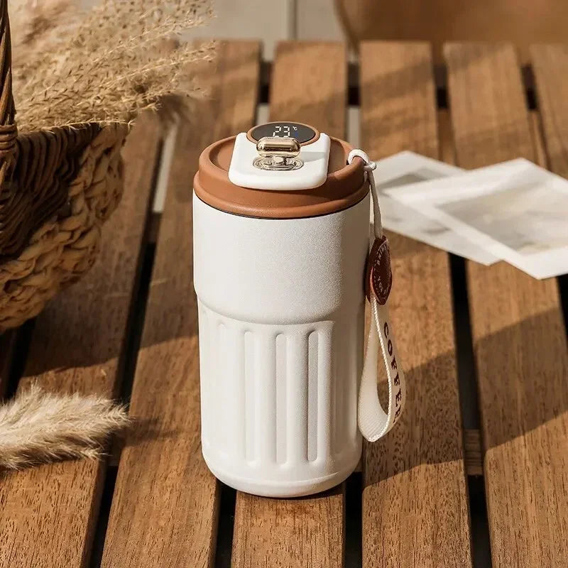 Smart car thermal mug stainless steel temperature display coffee mug portable drinking tool - Chic Cart