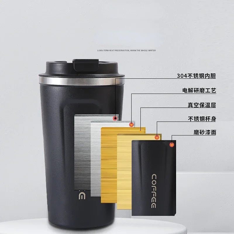 Stainless Steel Coffee Cup 380/510ML Thermos Mug Leak-Proof Thermos Travel Thermal Vacuum Flask Insulated Cup Water Bottle - Chic Cart