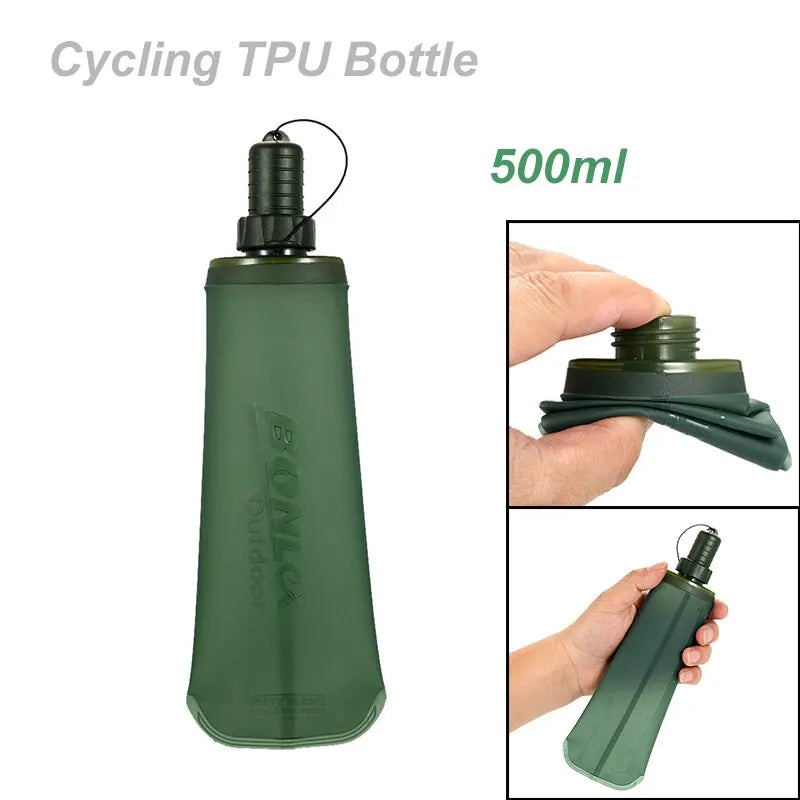 500ml TPU Outdoor Sport Bottle Folding Soft Flask Drink Water Bottle for Running Camping Hiking Bicycle Fitness Water Bag - Chic Cart