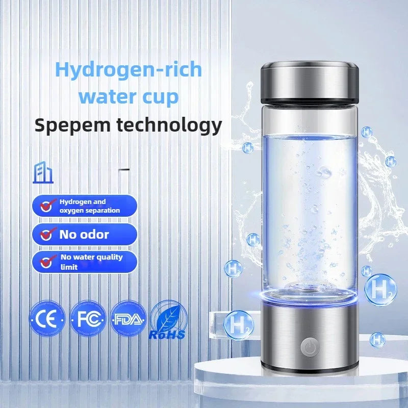 Hydrogen-rich Water Cup Portable USB Rechargeable High Borosilicate Electrolytic Hydrogen Water Bottle - Chic Cart